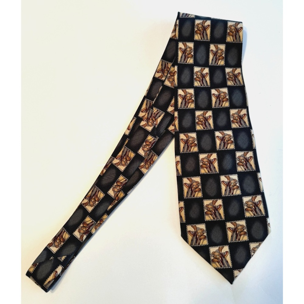 Tommy Bahama 100% SILK Tie Dk Green Gray Golf Clubs Summer Golf Dad Handmade
